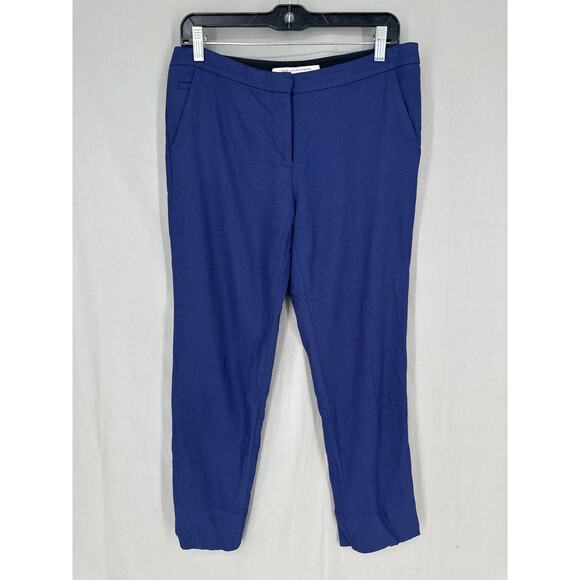 Diane Von Furstenberg Pants Womens 6 Blue Trousers Georgia Mid Rise Crop Stretch - Picture 1 of 9
